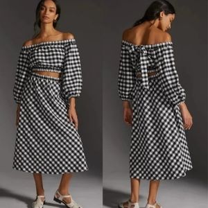 NWT Anthropologie Maeve Black and White Gingham Set.